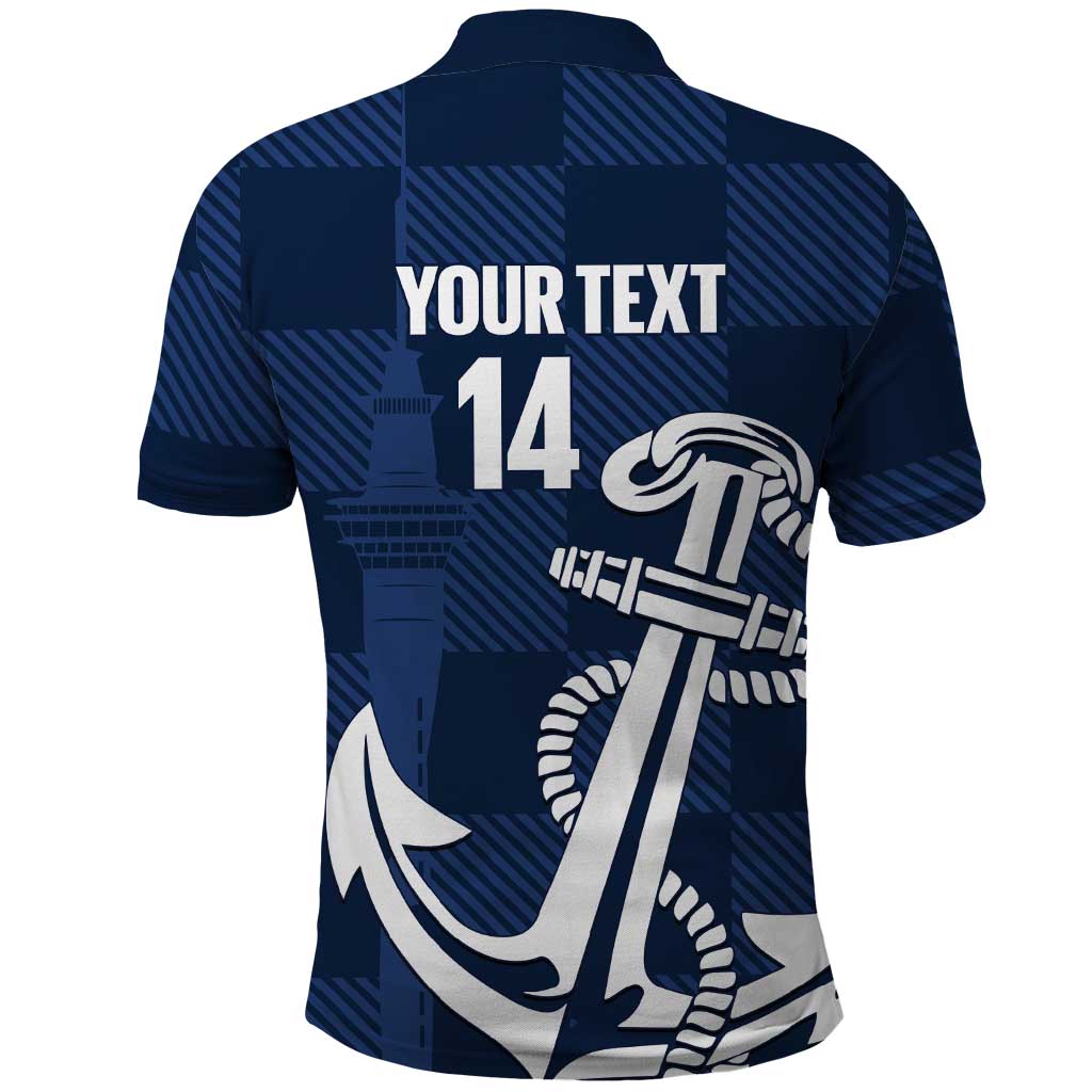 New Zealand Auckland Football Custom Polo Shirt Navy Blue City Anchor Sky Tower Symbol LT14 - Polynesian Pride