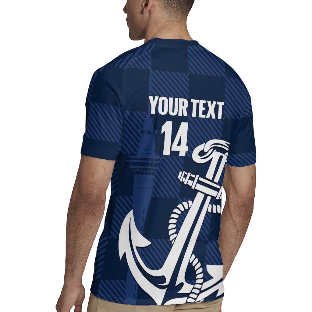 New Zealand Auckland Football Custom Rugby Jersey Navy Blue City Anchor Sky Tower Symbol - Polynesian Pride