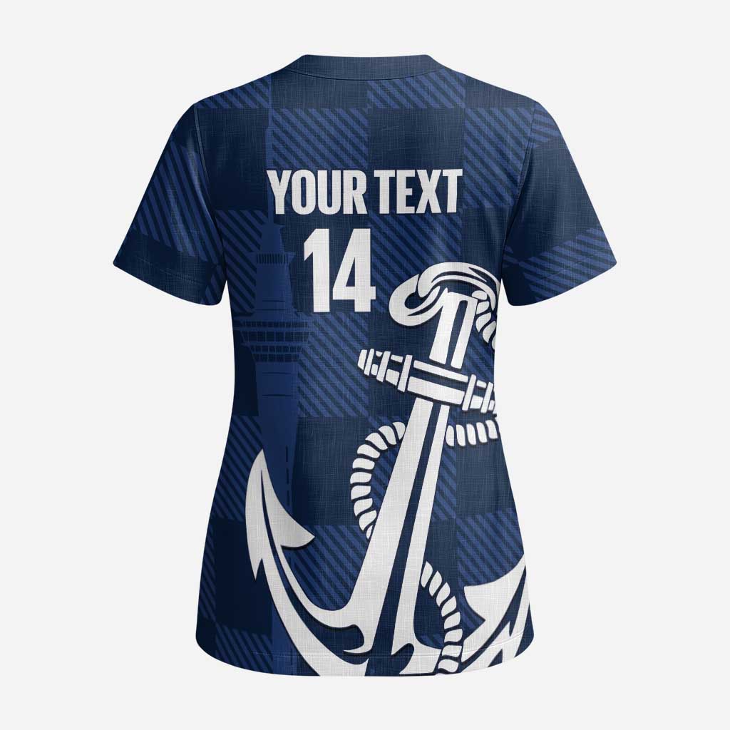 New Zealand Auckland Football Custom Scrub Top Navy Blue City Anchor Sky Tower Symbol LT14 - Polynesian Pride