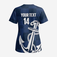 New Zealand Auckland Football Custom Scrub Top Navy Blue City Anchor Sky Tower Symbol LT14 - Polynesian Pride