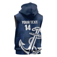 New Zealand Auckland Football Custom Sleeveless Zip Hoodie Navy Blue City Anchor Sky Tower Symbol LT14 - Polynesian Pride
