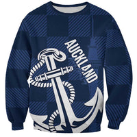 New Zealand Auckland Football Custom Sweatshirt Navy Blue City Anchor Sky Tower Symbol LT14 Unisex Navy Blue - Polynesian Pride