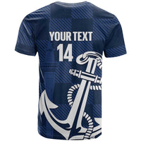 New Zealand Auckland Football Custom T Shirt Navy Blue City Anchor Sky Tower Symbol LT14 - Polynesian Pride