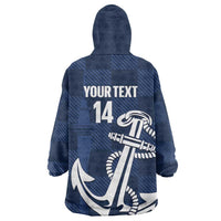 New Zealand Auckland Football Custom Wearable Blanket Hoodie Navy Blue City Anchor Sky Tower Symbol LT14 - Polynesian Pride