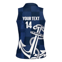 New Zealand Auckland Football Custom Women Sleeveless Polo Shirt Navy Blue City Anchor Sky Tower Symbol LT14 - Polynesian Pride