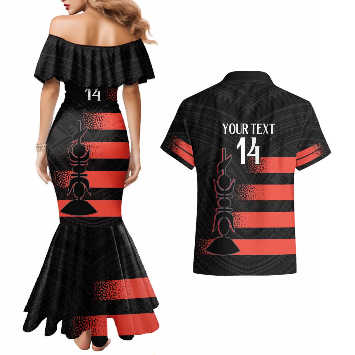 Custom New Caledonia Football Couples Matching Mermaid Dress and Hawaiian Shirt Allez Les Cagous Polynesian Pattern LT14 - Polynesian Pride