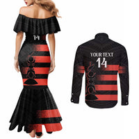 Custom New Caledonia Football Couples Matching Mermaid Dress and Long Sleeve Button Shirt Allez Les Cagous Polynesian Pattern LT14 - Polynesian Pride