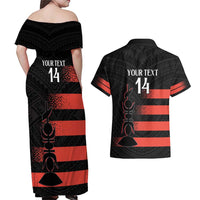 Custom New Caledonia Football Couples Matching Off Shoulder Maxi Dress and Hawaiian Shirt Allez Les Cagous Polynesian Pattern LT14 - Polynesian Pride
