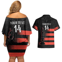 Custom New Caledonia Football Couples Matching Off Shoulder Short Dress and Hawaiian Shirt Allez Les Cagous Polynesian Pattern LT14 - Polynesian Pride