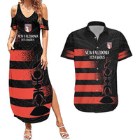 Custom New Caledonia Football Couples Matching Summer Maxi Dress and Hawaiian Shirt Allez Les Cagous Polynesian Pattern LT14 Black - Polynesian Pride
