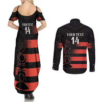 Custom New Caledonia Football Couples Matching Summer Maxi Dress and Long Sleeve Button Shirt Allez Les Cagous Polynesian Pattern LT14 - Polynesian Pride