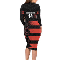 Custom New Caledonia Football Family Matching Long Sleeve Bodycon Dress and Hawaiian Shirt Allez Les Cagous Polynesian Pattern LT14 - Polynesian Pride
