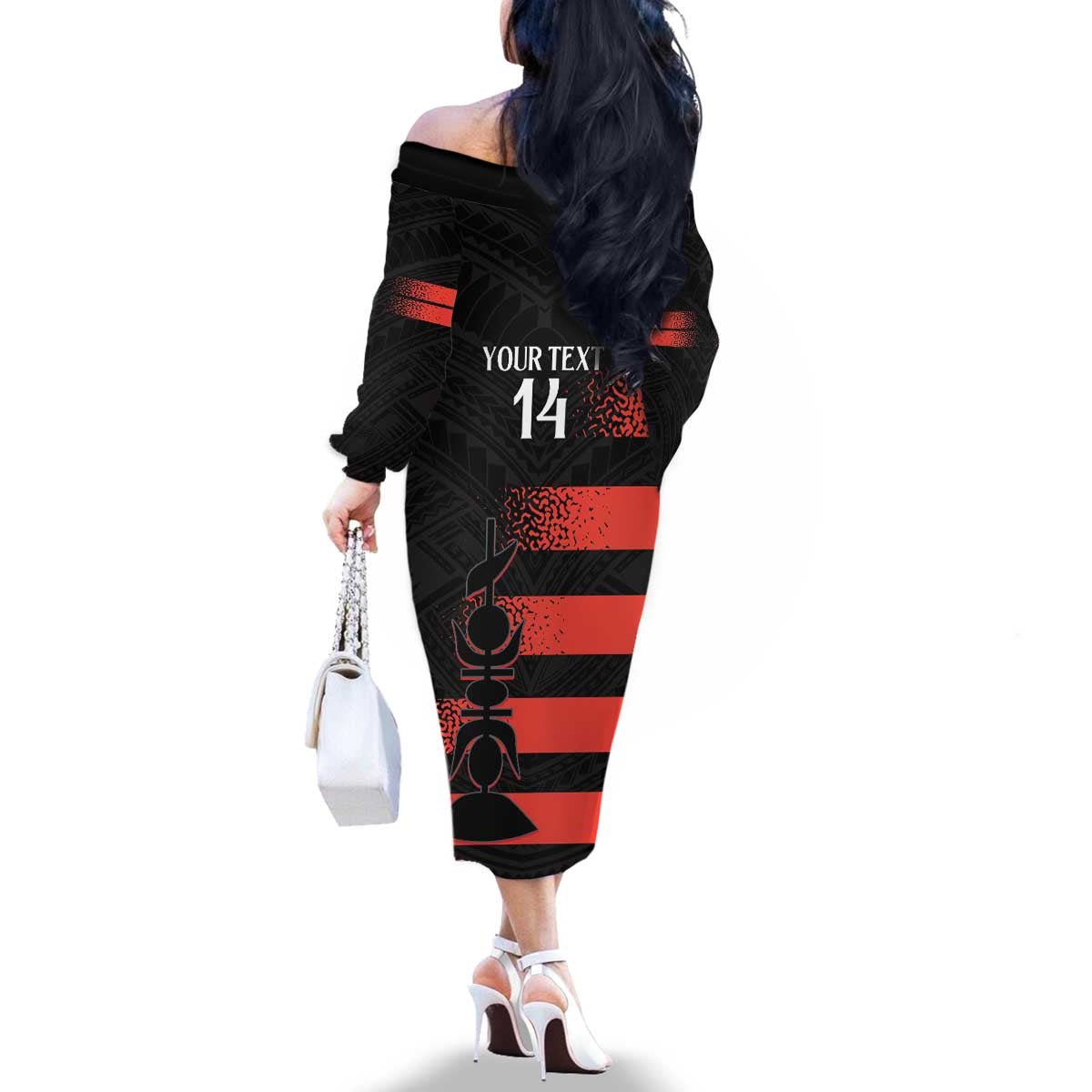 Custom New Caledonia Football Family Matching Off The Shoulder Long Sleeve Dress and Hawaiian Shirt Allez Les Cagous Polynesian Pattern LT14 - Polynesian Pride