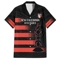 Custom New Caledonia Football Family Matching Off Shoulder Short Dress and Hawaiian Shirt Allez Les Cagous Polynesian Pattern LT14 Dad's Shirt - Short Sleeve Black - Polynesian Pride