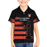Custom New Caledonia Football Family Matching Puletasi and Hawaiian Shirt Allez Les Cagous Polynesian Pattern LT14 Son's Shirt Black - Polynesian Pride