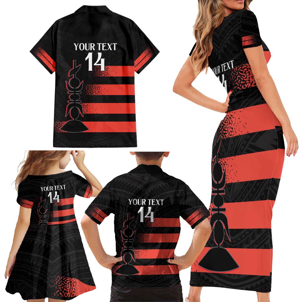 Custom New Caledonia Football Family Matching Short Sleeve Bodycon Dress and Hawaiian Shirt Allez Les Cagous Polynesian Pattern LT14 - Polynesian Pride