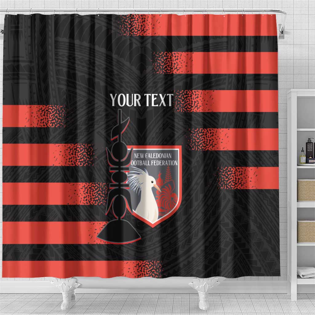 Custom New Caledonia Football Shower Curtain Allez Les Cagous Polynesian Pattern