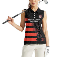 Custom New Caledonia Football Women Sleeveless Polo Shirt Allez Les Cagous Polynesian Pattern LT14 - Polynesian Pride