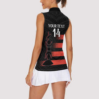 Custom New Caledonia Football Women Sleeveless Polo Shirt Allez Les Cagous Polynesian Pattern LT14 - Polynesian Pride