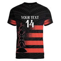 Custom New Caledonia Football Women V-Neck T-Shirt Allez Les Cagous Polynesian Pattern LT14 - Polynesian Pride