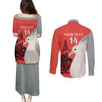 Custom Nouvelle-Caledonie Football Couples Matching Puletasi and Long Sleeve Button Shirt Allez Les Cagous Simple Style LT14 - Polynesian Pride