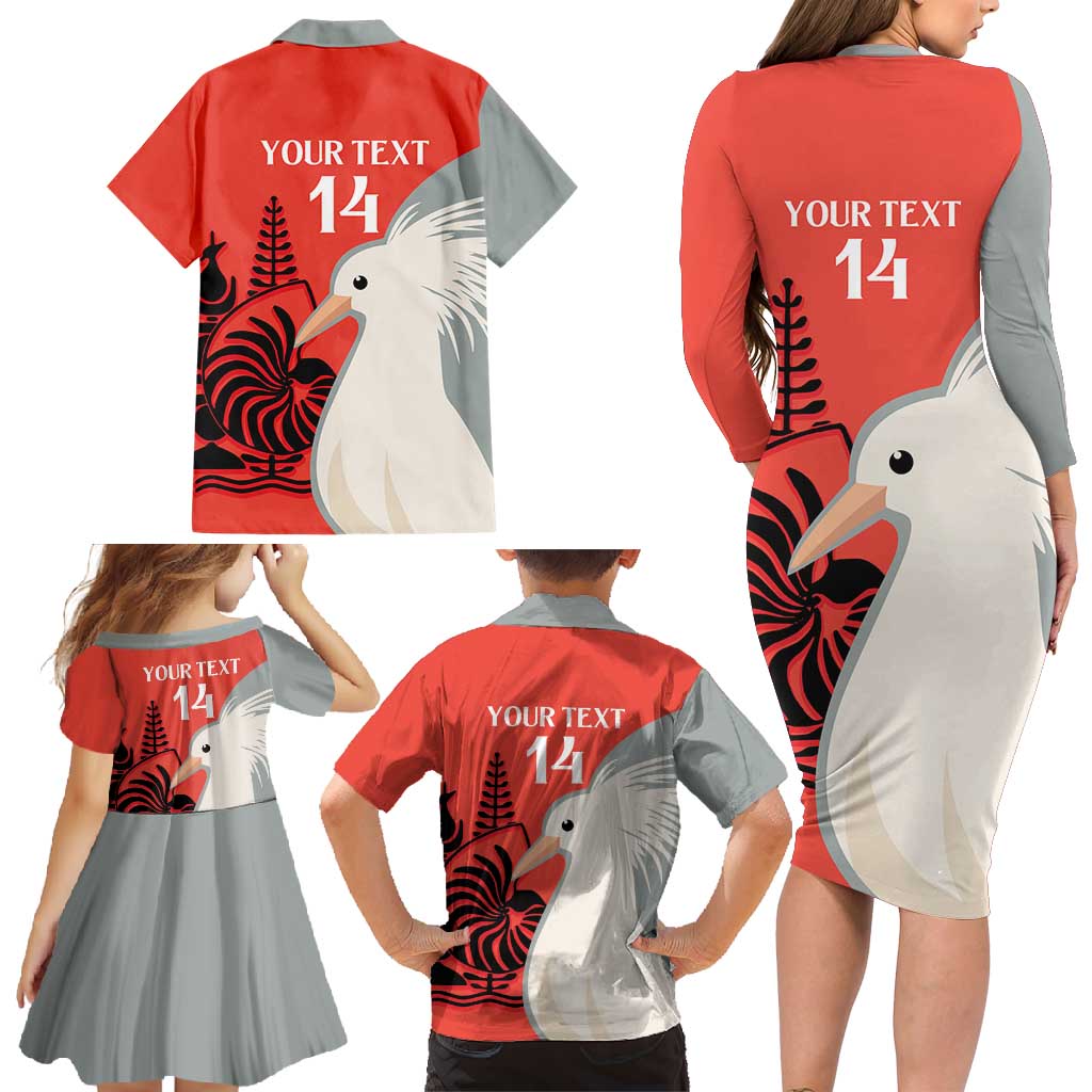 Custom Nouvelle-Caledonie Football Family Matching Long Sleeve Bodycon Dress and Hawaiian Shirt Allez Les Cagous Simple Style LT14 - Polynesian Pride