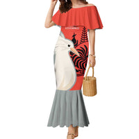 Custom Nouvelle-Caledonie Football Family Matching Mermaid Dress and Hawaiian Shirt Allez Les Cagous Simple Style LT14 Mom's Dress Red - Polynesian Pride