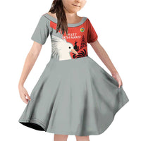 Custom Nouvelle-Caledonie Football Family Matching Off Shoulder Short Dress and Hawaiian Shirt Allez Les Cagous Simple Style LT14 Daughter's Dress Red - Polynesian Pride