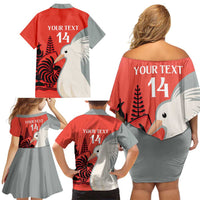 Custom Nouvelle-Caledonie Football Family Matching Off Shoulder Short Dress and Hawaiian Shirt Allez Les Cagous Simple Style LT14 - Polynesian Pride