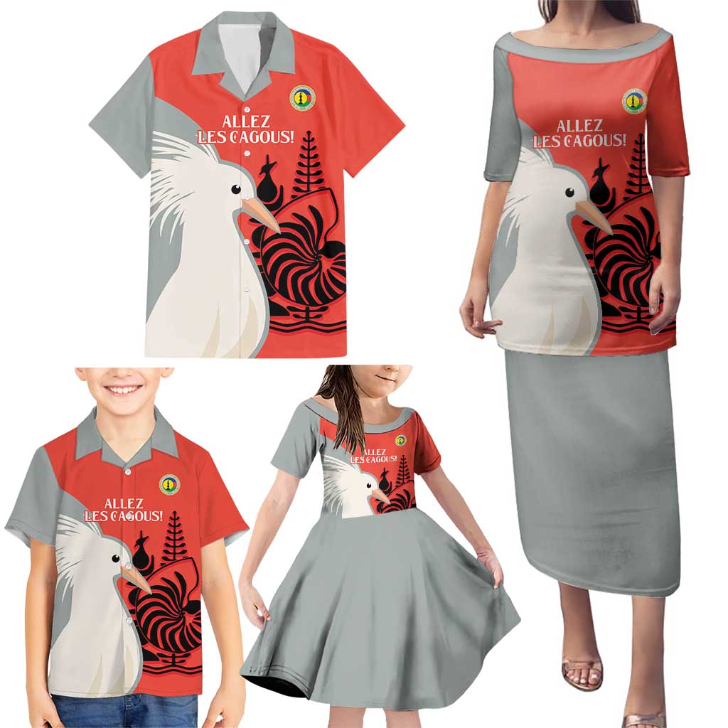 Custom Nouvelle-Caledonie Football Family Matching Puletasi and Hawaiian Shirt Allez Les Cagous Simple Style LT14 - Polynesian Pride