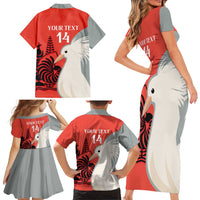 Custom Nouvelle-Caledonie Football Family Matching Short Sleeve Bodycon Dress and Hawaiian Shirt Allez Les Cagous Simple Style LT14 - Polynesian Pride