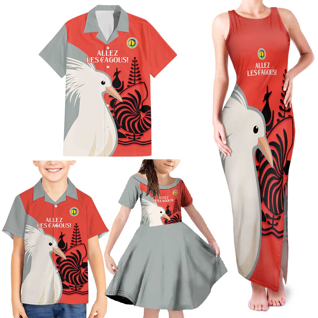 Custom Nouvelle-Caledonie Football Family Matching Tank Maxi Dress and Hawaiian Shirt Allez Les Cagous Simple Style LT14 - Polynesian Pride