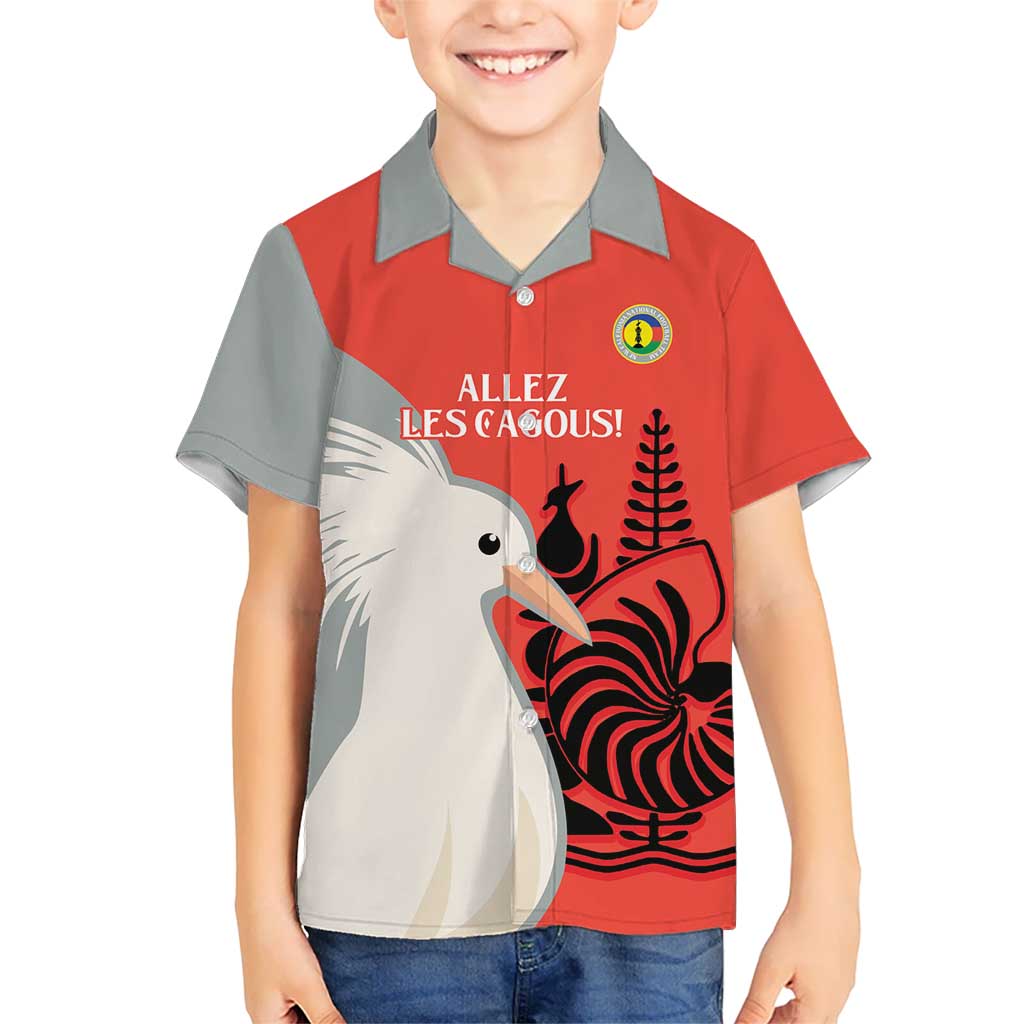 Custom Nouvelle-Caledonie Football Kid Hawaiian Shirt Allez Les Cagous Simple Style LT14 Kid Red - Polynesian Pride