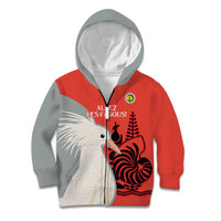 Custom Nouvelle-Caledonie Football Kid Hoodie Allez Les Cagous Simple Style LT14 Zip Hoodie Red - Polynesian Pride