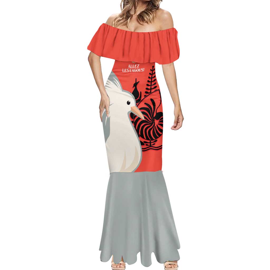 Custom Nouvelle-Caledonie Football Mermaid Dress Allez Les Cagous Simple Style LT14 - Polynesian Pride