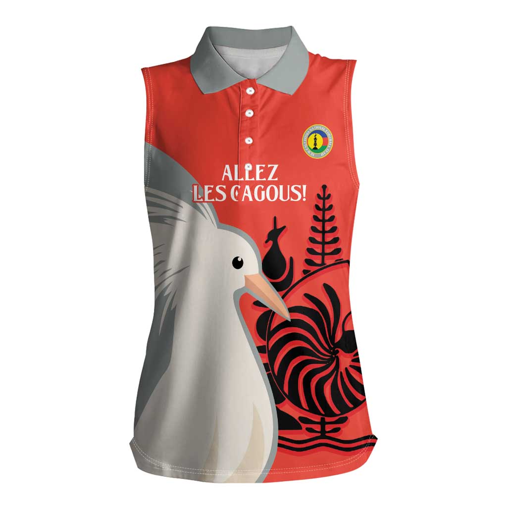 Custom Nouvelle-Caledonie Football Women Sleeveless Polo Shirt Allez Les Cagous Simple Style LT14 Female Red - Polynesian Pride