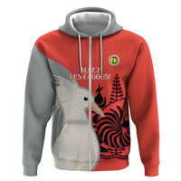 Custom Nouvelle-Caledonie Football Zip Hoodie Allez Les Cagous Simple Style LT14 Zip Hoodie Red - Polynesian Pride