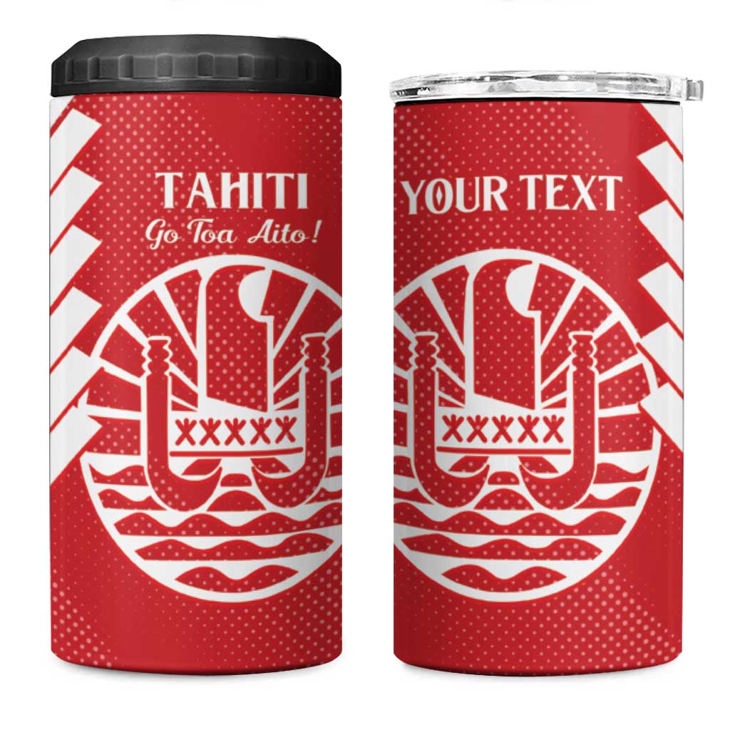 Custom Tahiti Football 4 in 1 Can Cooler Tumbler Go Toa Aito LT14 One Size: 16 oz Red - Polynesian Pride