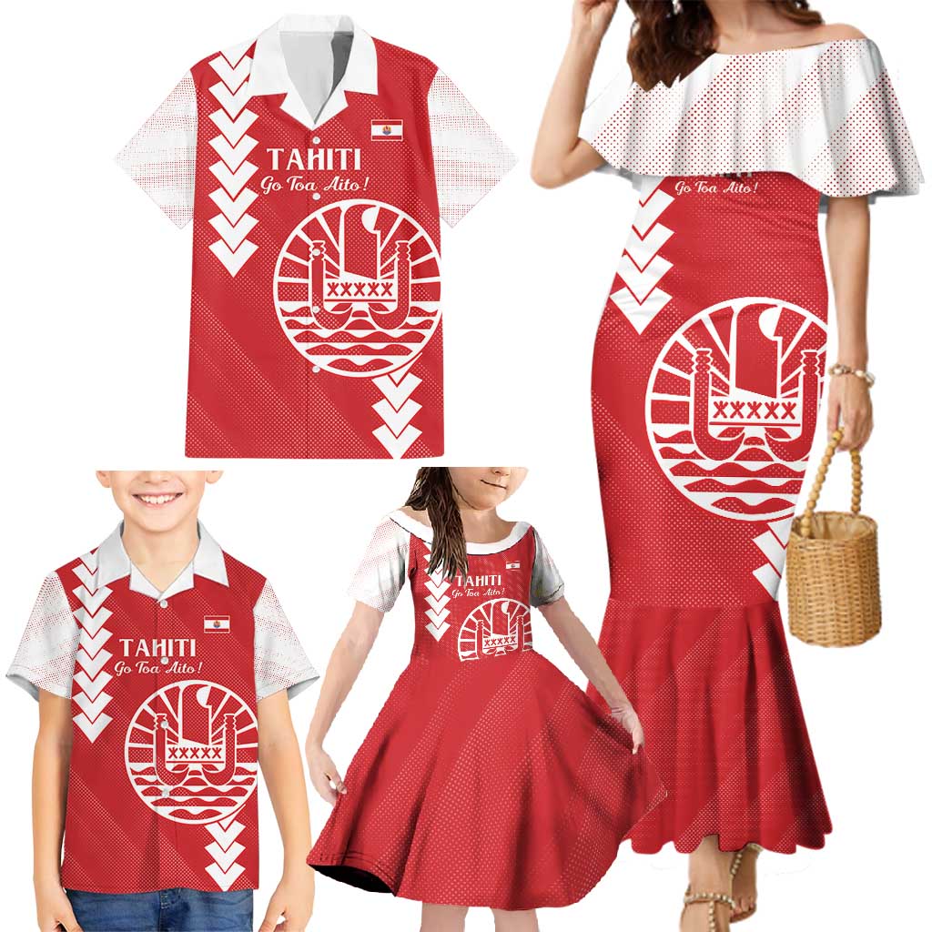 Custom Tahiti Football Family Matching Mermaid Dress and Hawaiian Shirt Go Toa Aito LT14 - Polynesian Pride