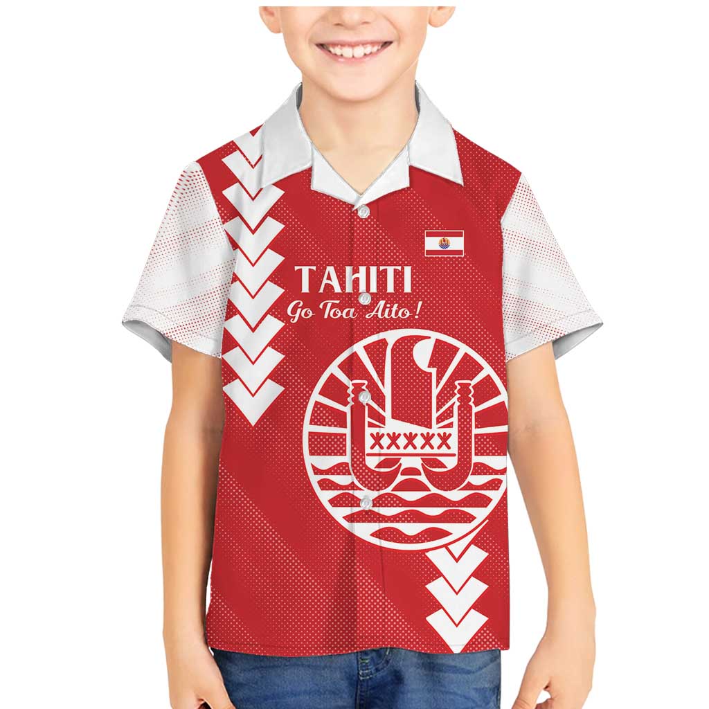 Custom Tahiti Football Family Matching Mermaid Dress and Hawaiian Shirt Go Toa Aito LT14 Son's Shirt Red - Polynesian Pride