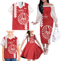 Custom Tahiti Football Family Matching Off The Shoulder Long Sleeve Dress and Hawaiian Shirt Go Toa Aito LT14 - Polynesian Pride