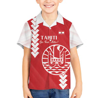 Custom Tahiti Football Family Matching Off Shoulder Short Dress and Hawaiian Shirt Go Toa Aito LT14 Son's Shirt Red - Polynesian Pride