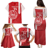 Custom Tahiti Football Family Matching Puletasi and Hawaiian Shirt Go Toa Aito LT14 - Polynesian Pride
