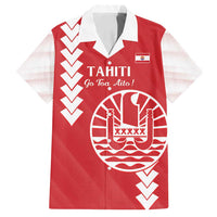 Custom Tahiti Football Family Matching Puletasi and Hawaiian Shirt Go Toa Aito LT14 Dad's Shirt - Short Sleeve Red - Polynesian Pride
