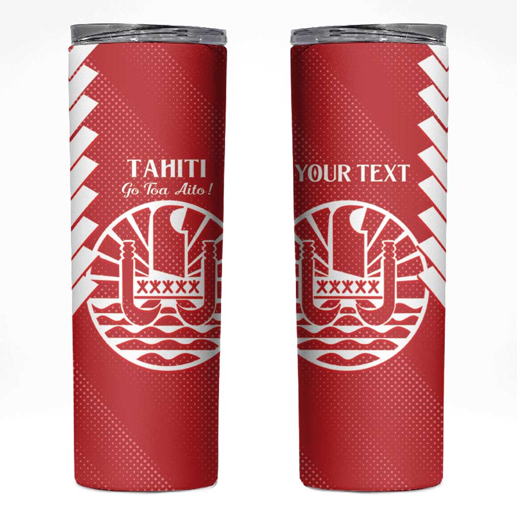 Custom Tahiti Football Skinny Tumbler Go Toa Aito LT14 Red - Polynesian Pride