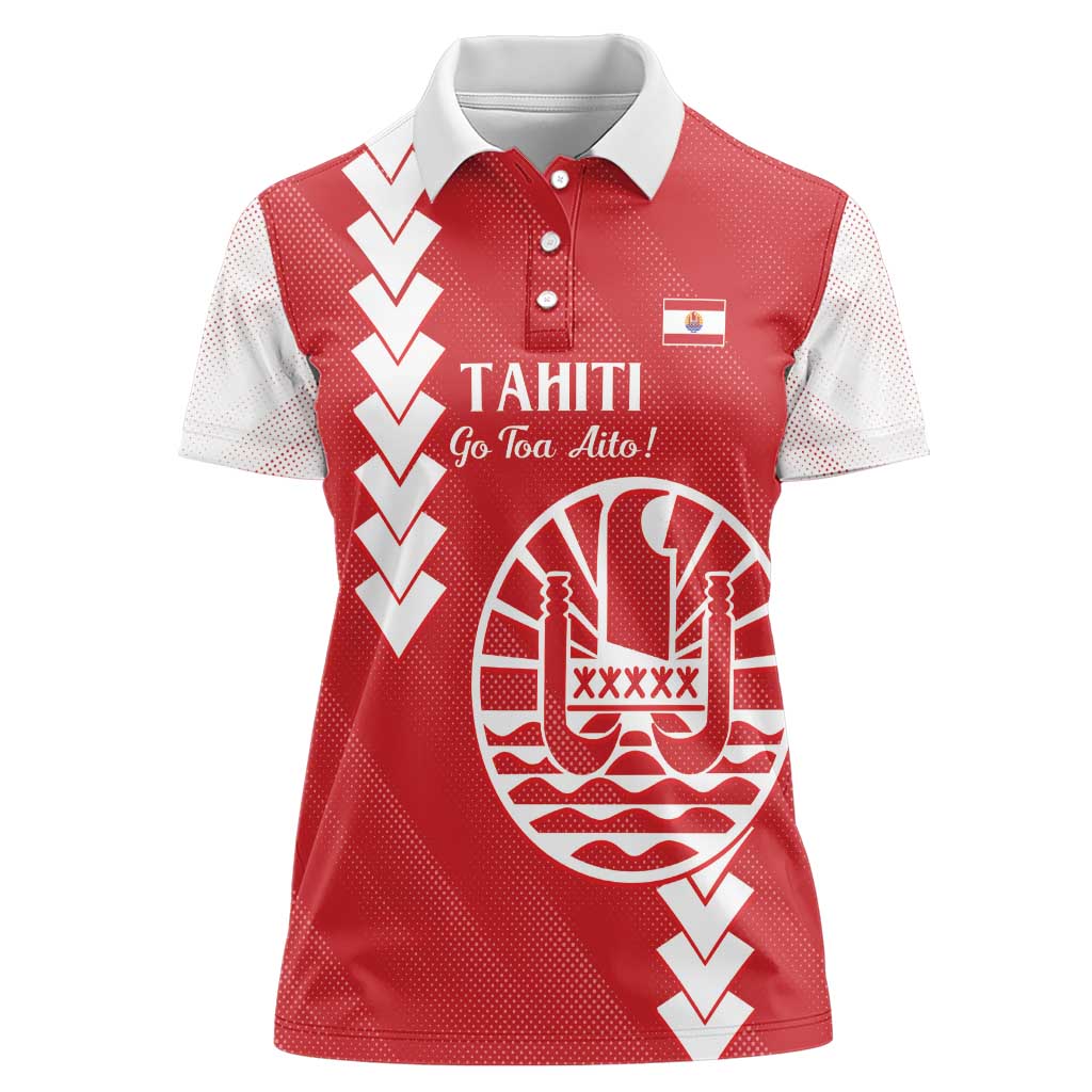 Custom Tahiti Football Women Polo Shirt Go Toa Aito LT14 Female Red - Polynesian Pride