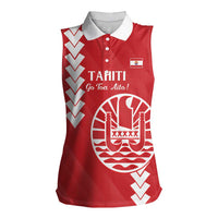 Custom Tahiti Football Women Sleeveless Polo Shirt Go Toa Aito LT14 Female Red - Polynesian Pride