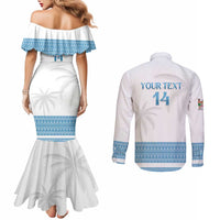 Custom Fiji Tapa Football Couples Matching Mermaid Dress and Long Sleeve Button Shirt Go Bula Boy! LT14 - Polynesian Pride