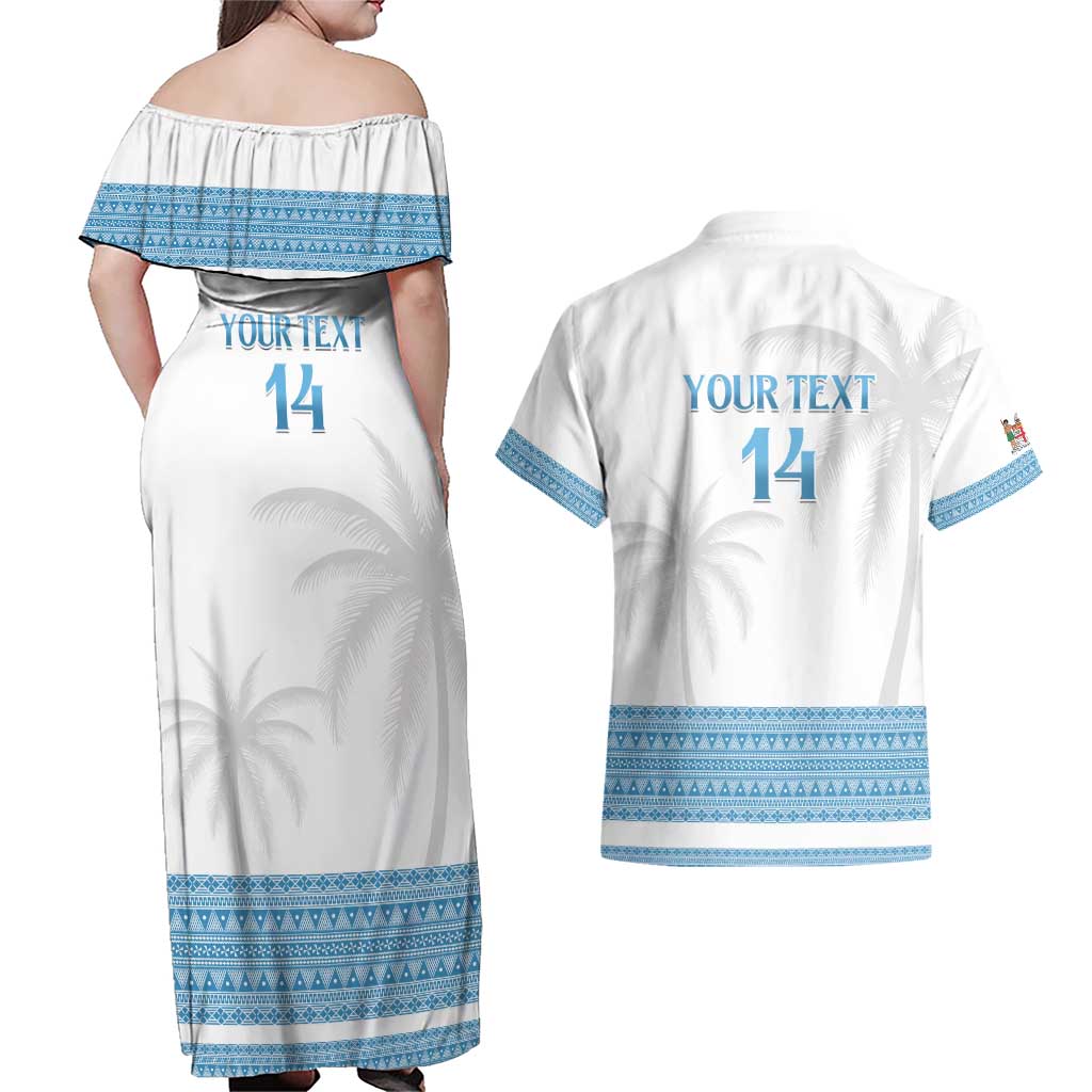 Custom Fiji Tapa Football Couples Matching Off Shoulder Maxi Dress and Hawaiian Shirt Go Bula Boy! LT14 - Polynesian Pride