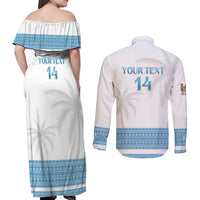 Custom Fiji Tapa Football Couples Matching Off Shoulder Maxi Dress and Long Sleeve Button Shirt Go Bula Boy! LT14 - Polynesian Pride